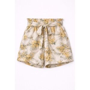 Interrupted Size M Mimosa Floral Bee Paperbag Waist Shorts Route de Mimosa